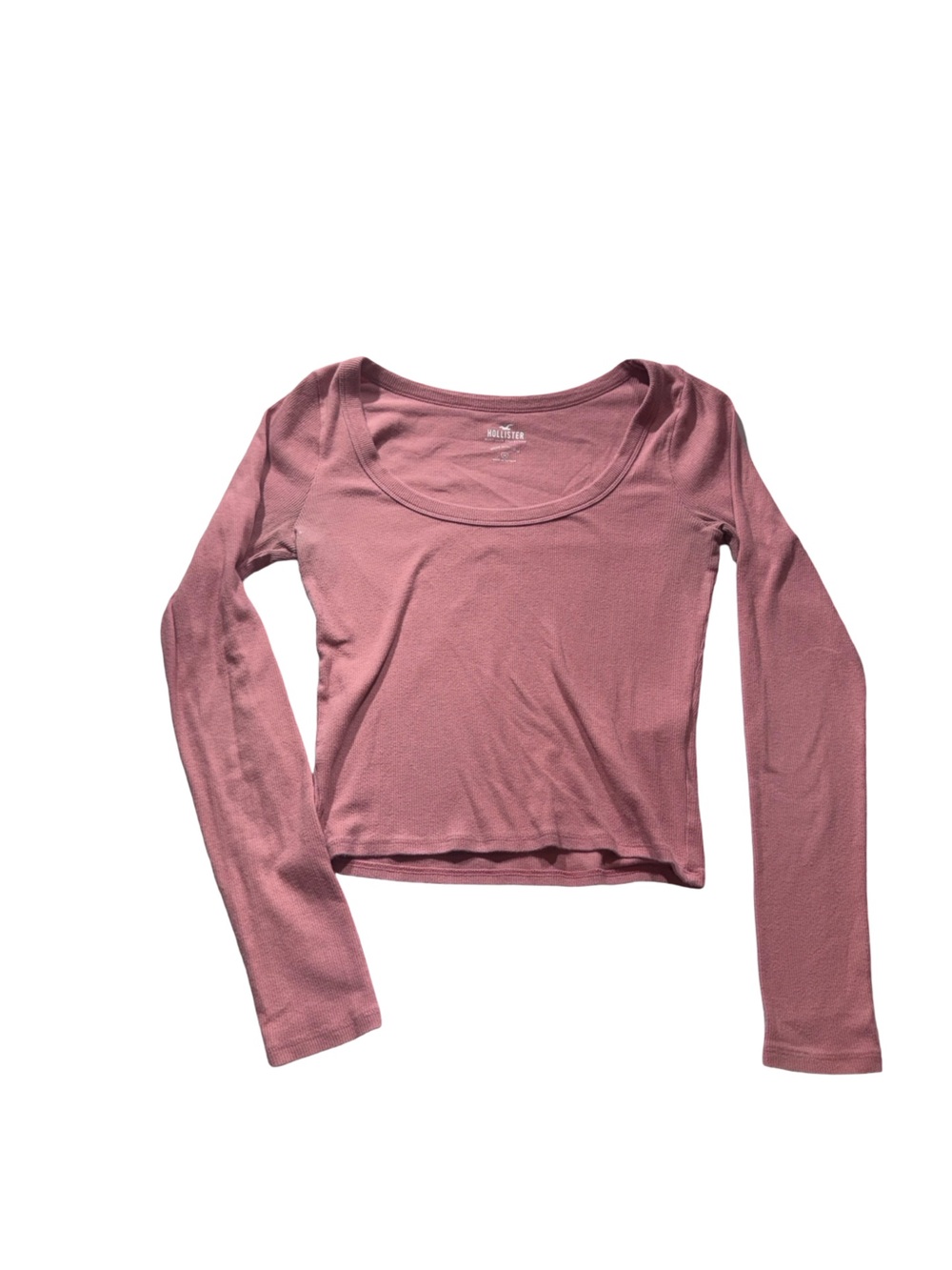 Hollister Dusty Rose Long-Sleeve Scoop Neck Top
